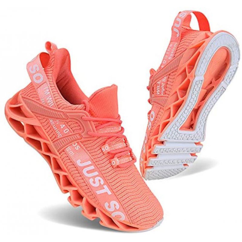 UMYOGO Women's Running Shoes Non Slip Athletic Tennis Walking Blade Type Sneakers 2-orange&pink