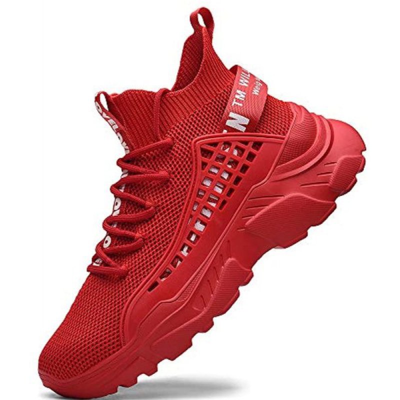 FZUU Mens Athletic Running Walking Shoes Non Slip Fashion Sneakers Red